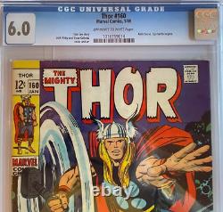 Thor #160, 01/1969. Marvel Comics. Cgc 6.0/fn. Galactus Vs. Ego Battle Begins