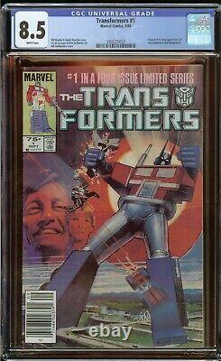 Transformers #1 CGC 8.5, 1st Transformers! White Pages (Newsstand!) 1984