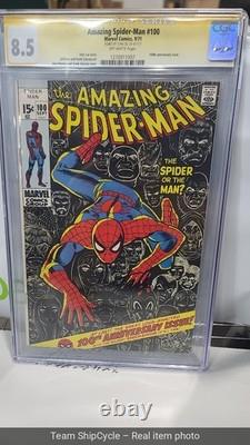 U20719 Amazing SpiderMan 100 CGC 85 SS Signed Stan Lee John Romita M G2U