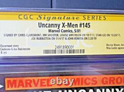 Uncanny X-Men #145 CGC SS 8.5 Stan Lee. Claremont. Romita. Rubenstein. Shooter 6X SS