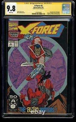 X-Force #2 CGC NM/M 9.8 White Pages 2nd Deadpool! SS Signed Stan Lee