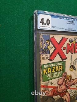 X-MEN #10 CGC 4.0 1965 1st Silver Age Appearance Kazar Zabu Savage Land Stan Lee