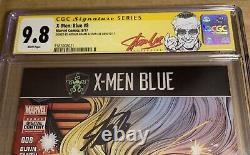 X-MEN BLUE #8 CGC 9.8 SS Signed Stan Lee & Arthur Adams Stan Lee Marvel Label