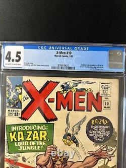 X-Men #10 CGC 4.5 1st Ka-Zar Marvel Comics Vintage Silver Age 1st Print 1965