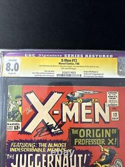 X-Men #12 CGC 8.0 SIGNED STAN LEE Very Small Color Touch Restored Marvel 1965