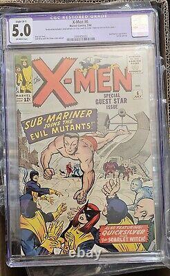 X-Men #6 CGC 5.0 1964 Sub-Mariner app Stan Lee Kirby Namor Marvel