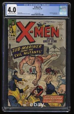 X-Men #6 CGC VG 4.0 Off White to White Namor! Sub Mariner! Stan Lee! Marvel 1964