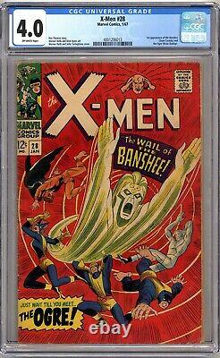 X-men #28 Cgc 4.0 1st Banshee Off-white Pages Marvel Comics 1967